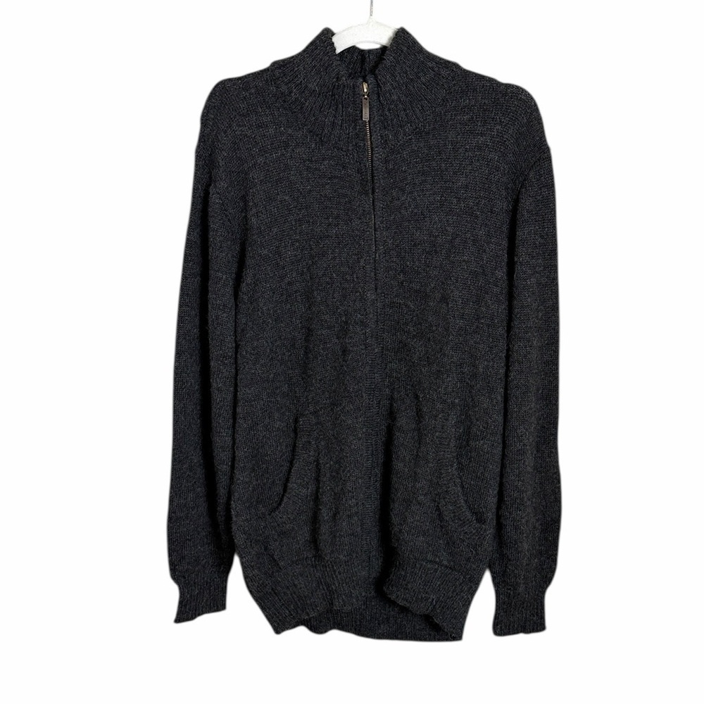 Peruvian Link Alpaca Collection Gray Zip Up Cardigan Size Large Winter Outdoor